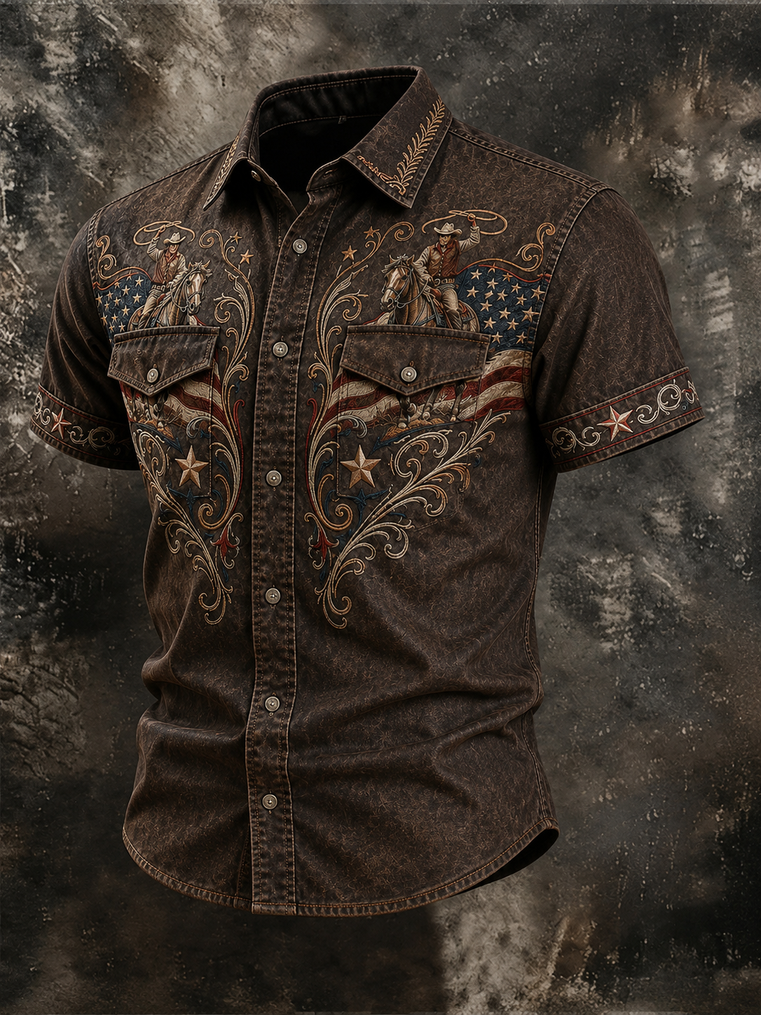 Western Ethnic Faith Printed Short-Sleeved Shirt