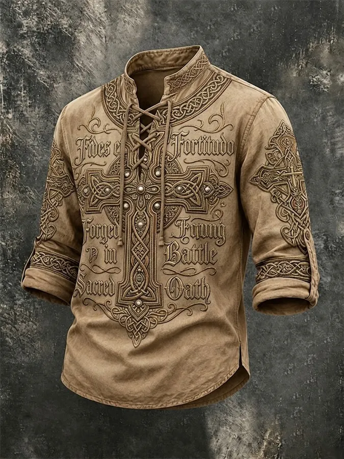Western Ethnic Faith Printed Short-Sleeved Shirt