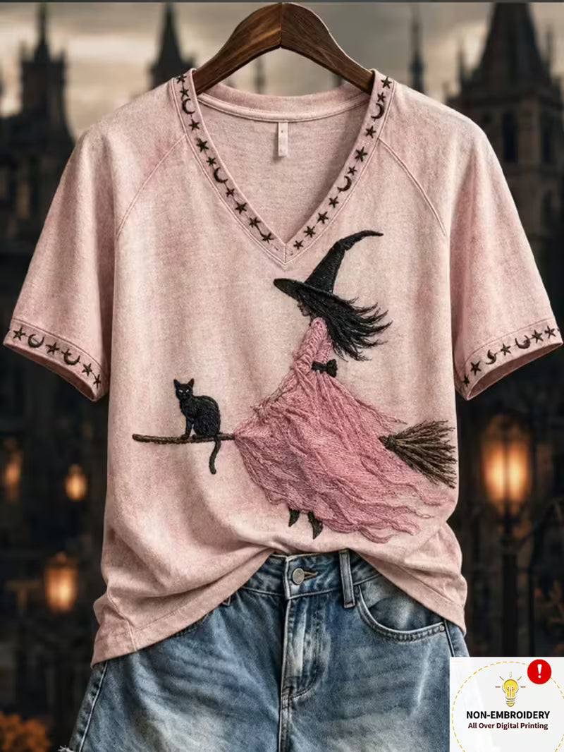 Halloween Witch Art Short Sleeve Shirt
