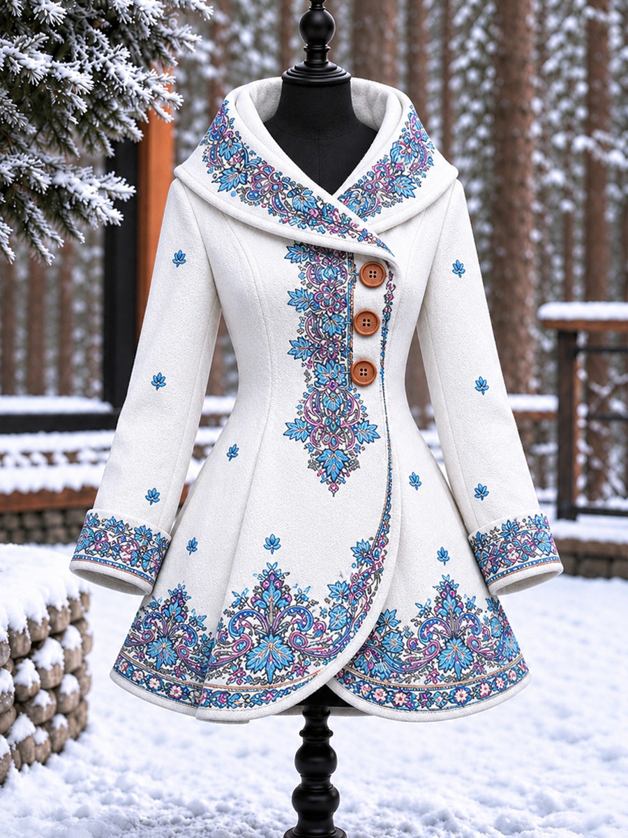 Women's Vintage Colorblock Asymmetrical Flared Coat