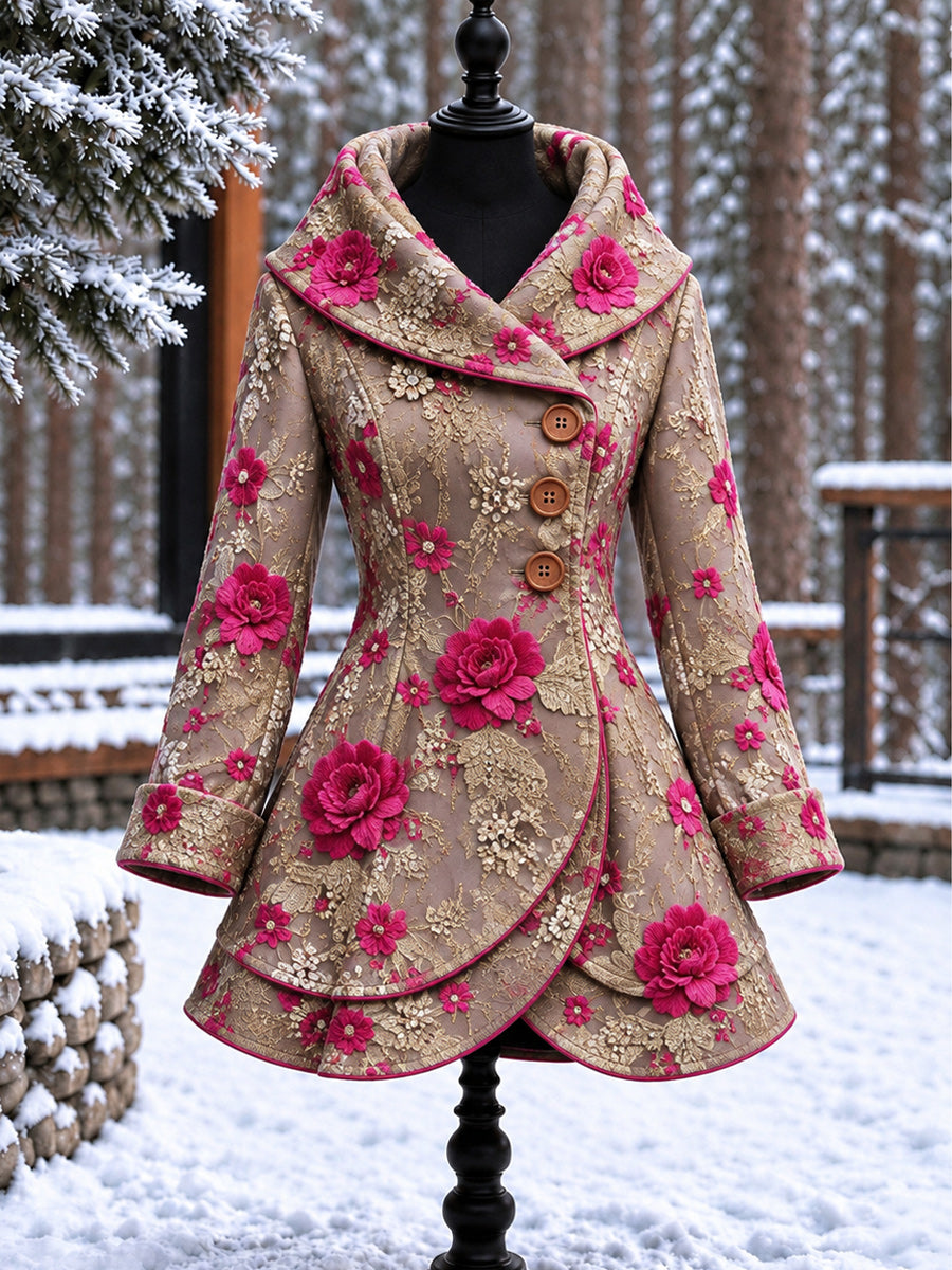 Women's Vintage Colorblock Asymmetrical Flared Coat