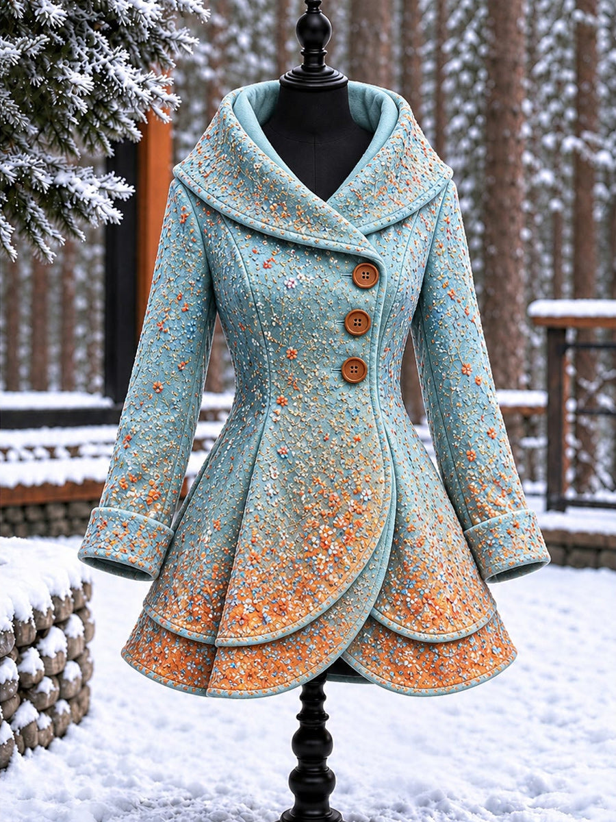 Women's Vintage Colorblock Asymmetrical Flared Coat