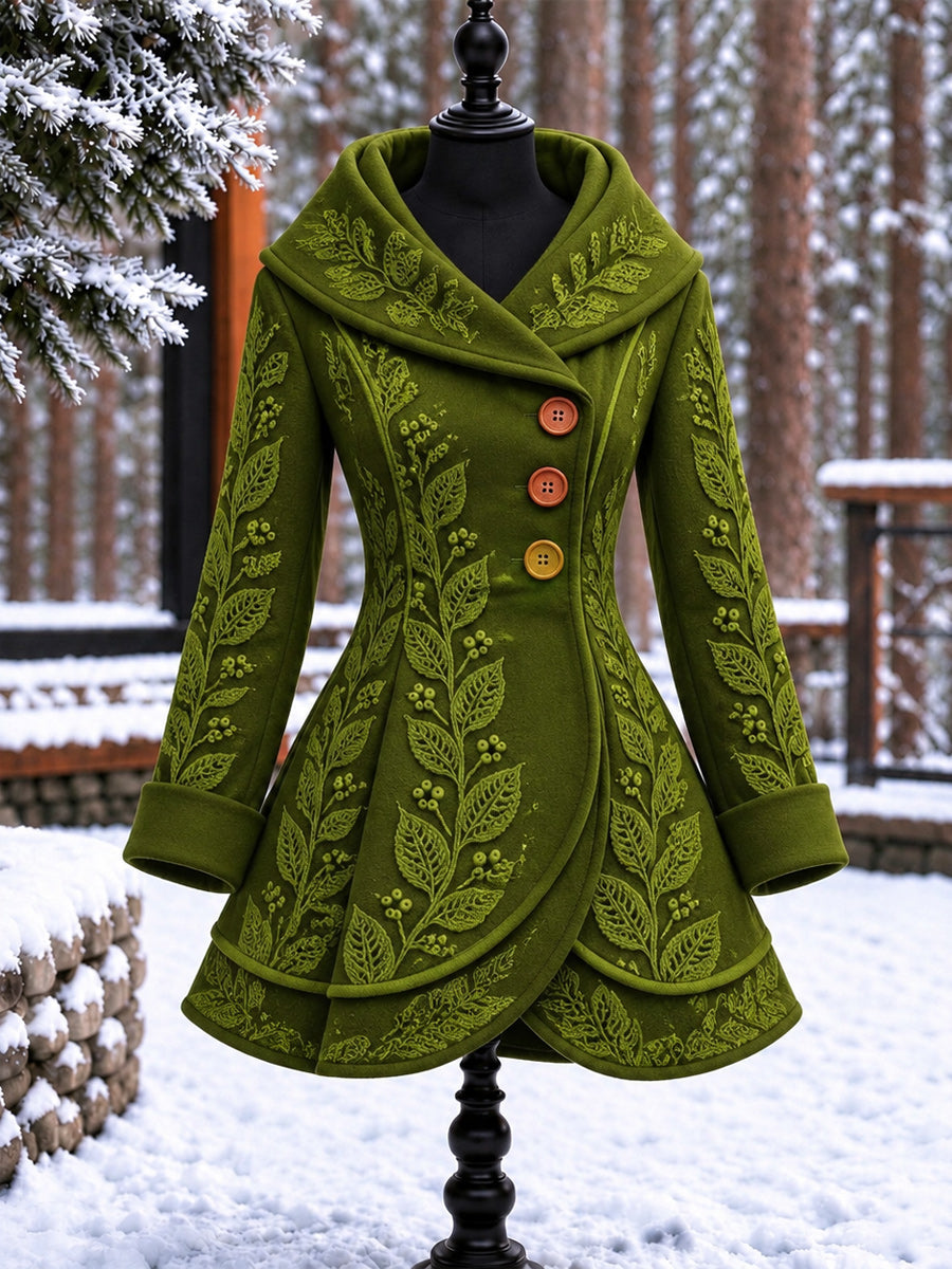 Women's Vintage Colorblock Asymmetrical Flared Coat