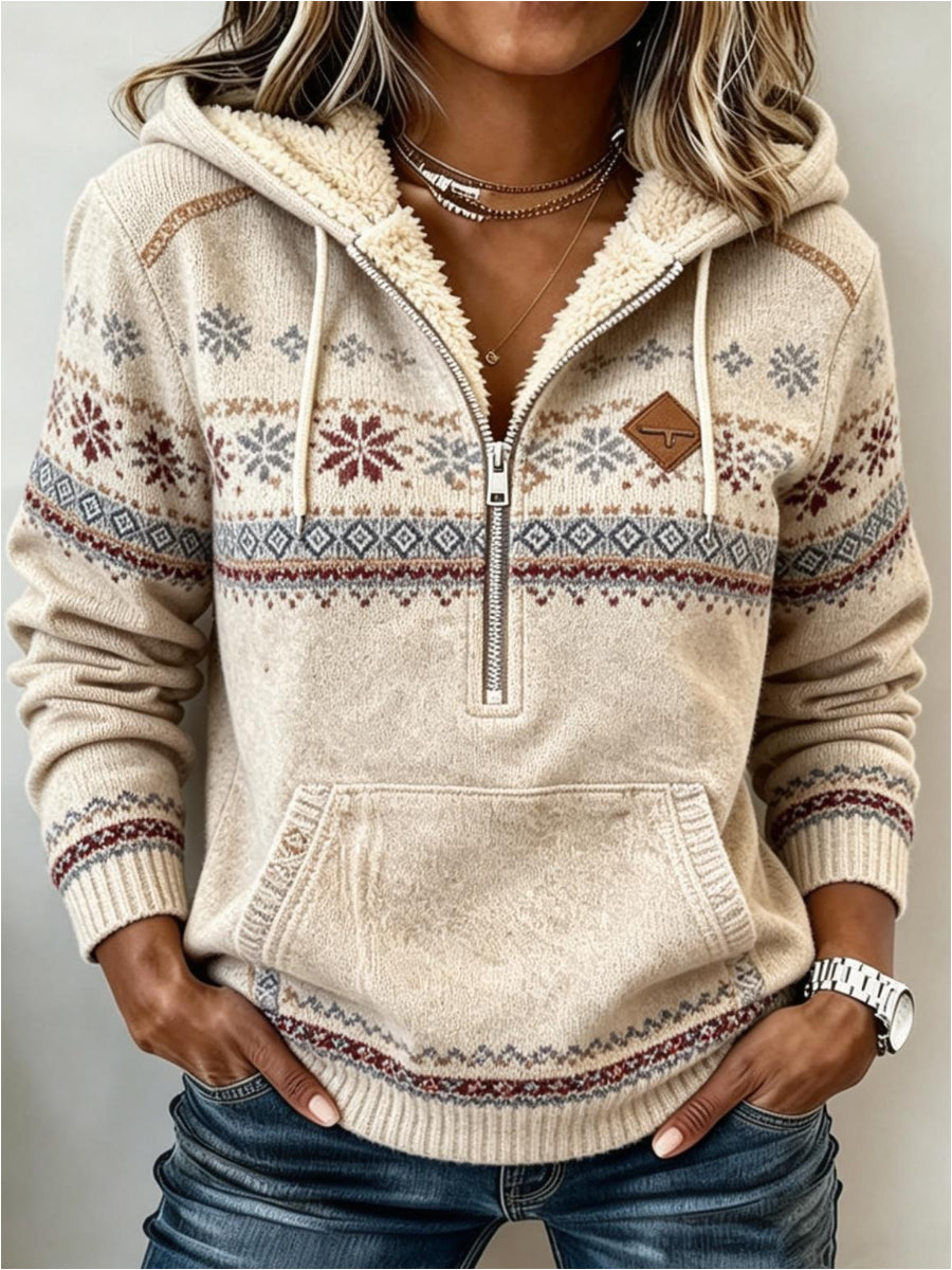 Western Style Long Sleeve Hoodie Coat