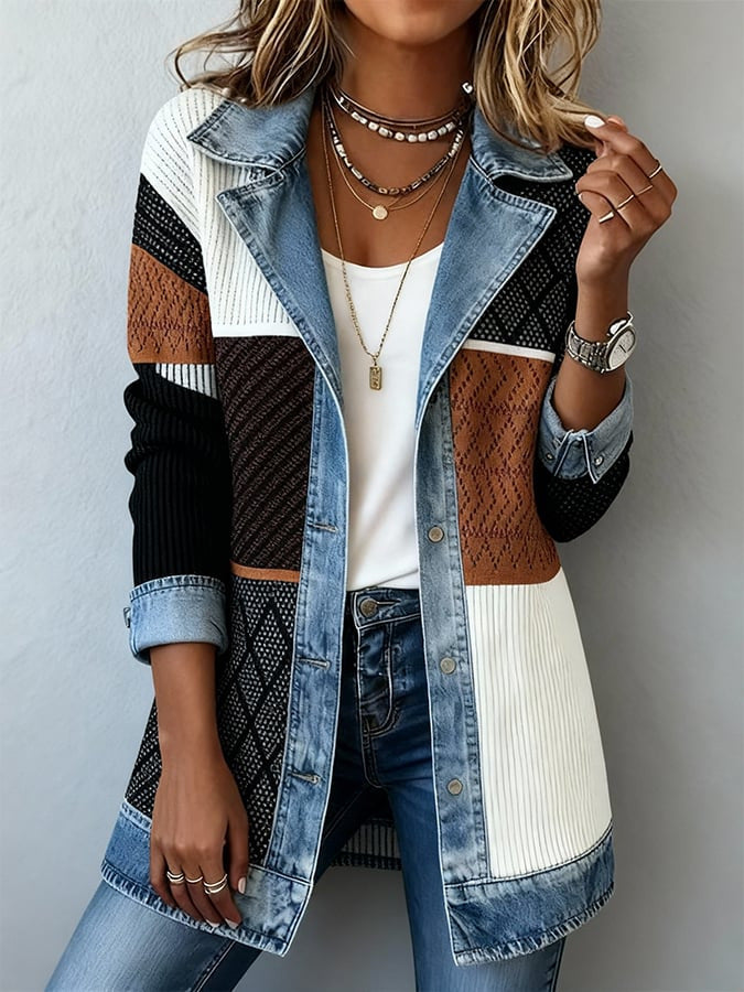 Women's Fashion Color-block Jacket
