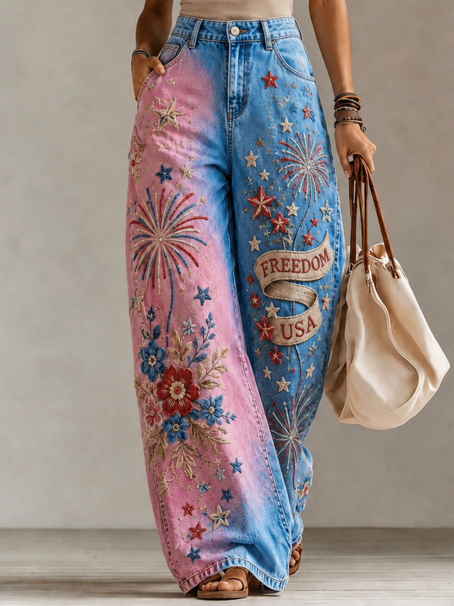 Women's Tie Dye Art Print American Style Casual Pants