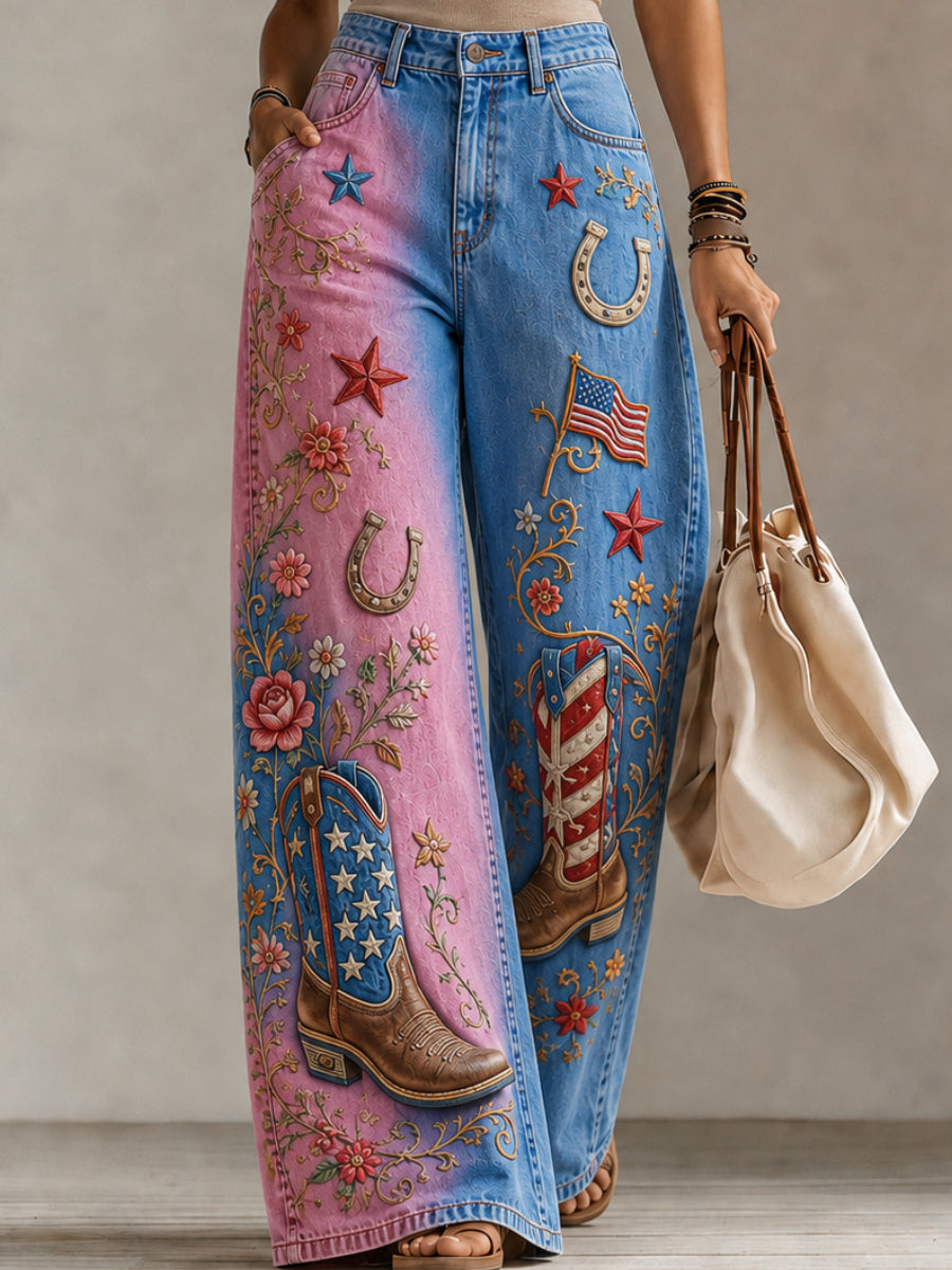 Women's Tie Dye Art Print American Style Casual Pants