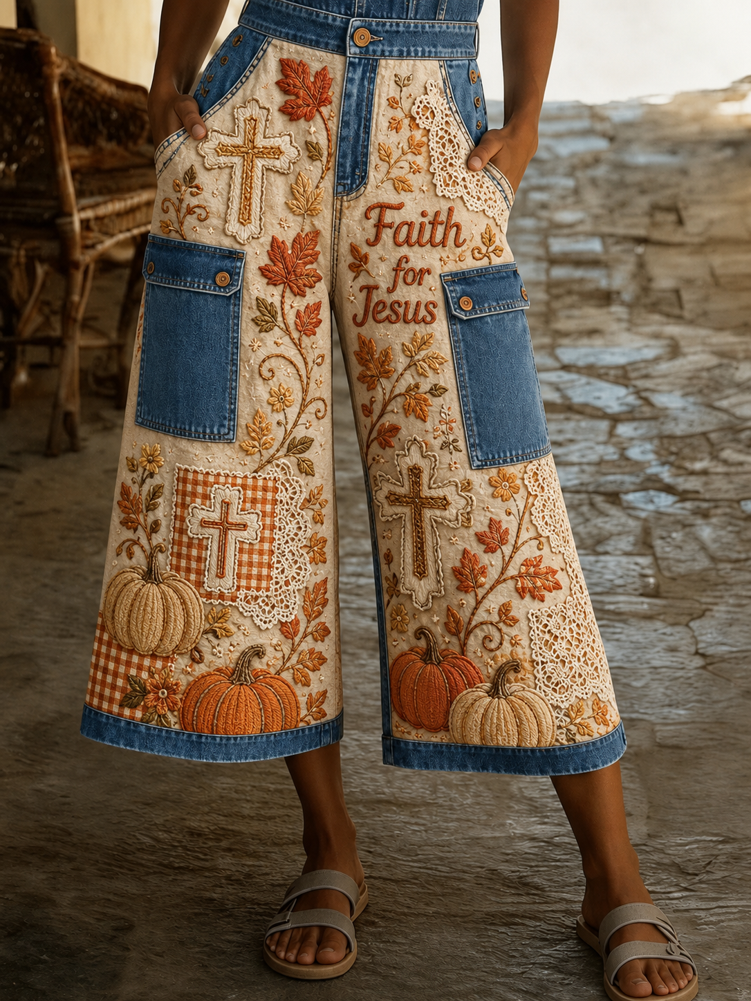 Women's Fall For Jesus Art Print Casual Pants