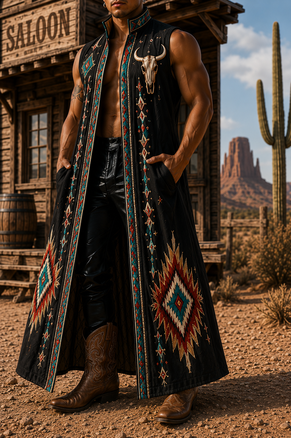 Western Style Casual Sleeveless Stand Collar Shirt