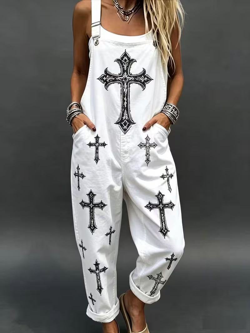 Women's Faith Art Print Retro Jumpsuit