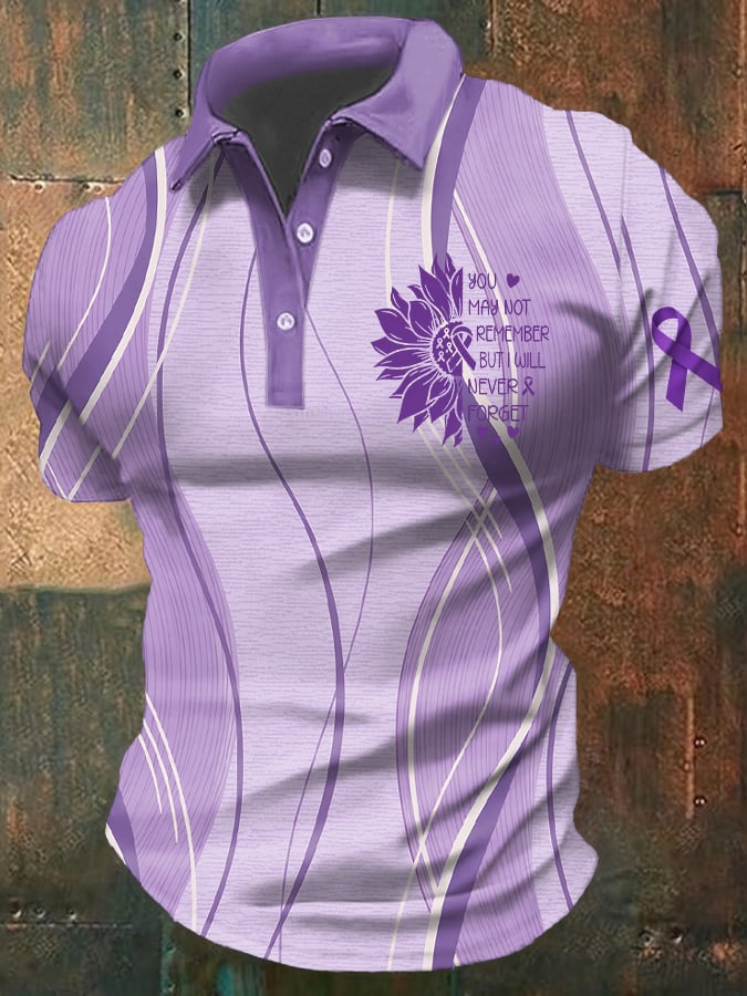 "Never Forget" Alzheimer's Support Casual Men's Polo Shirt