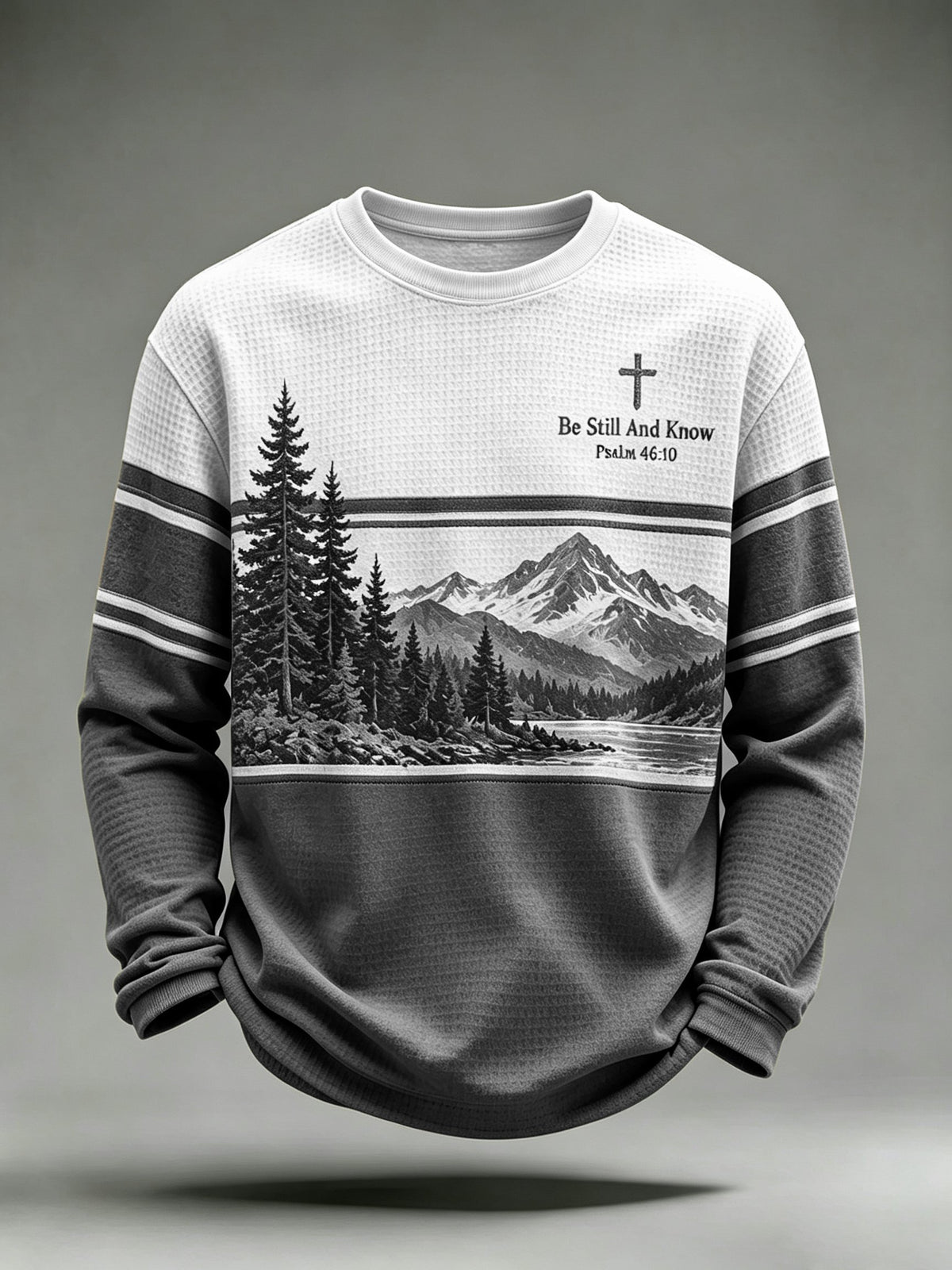 Men's Be Still And Know Psalm 46:10 Printed Waffle-Knit Top