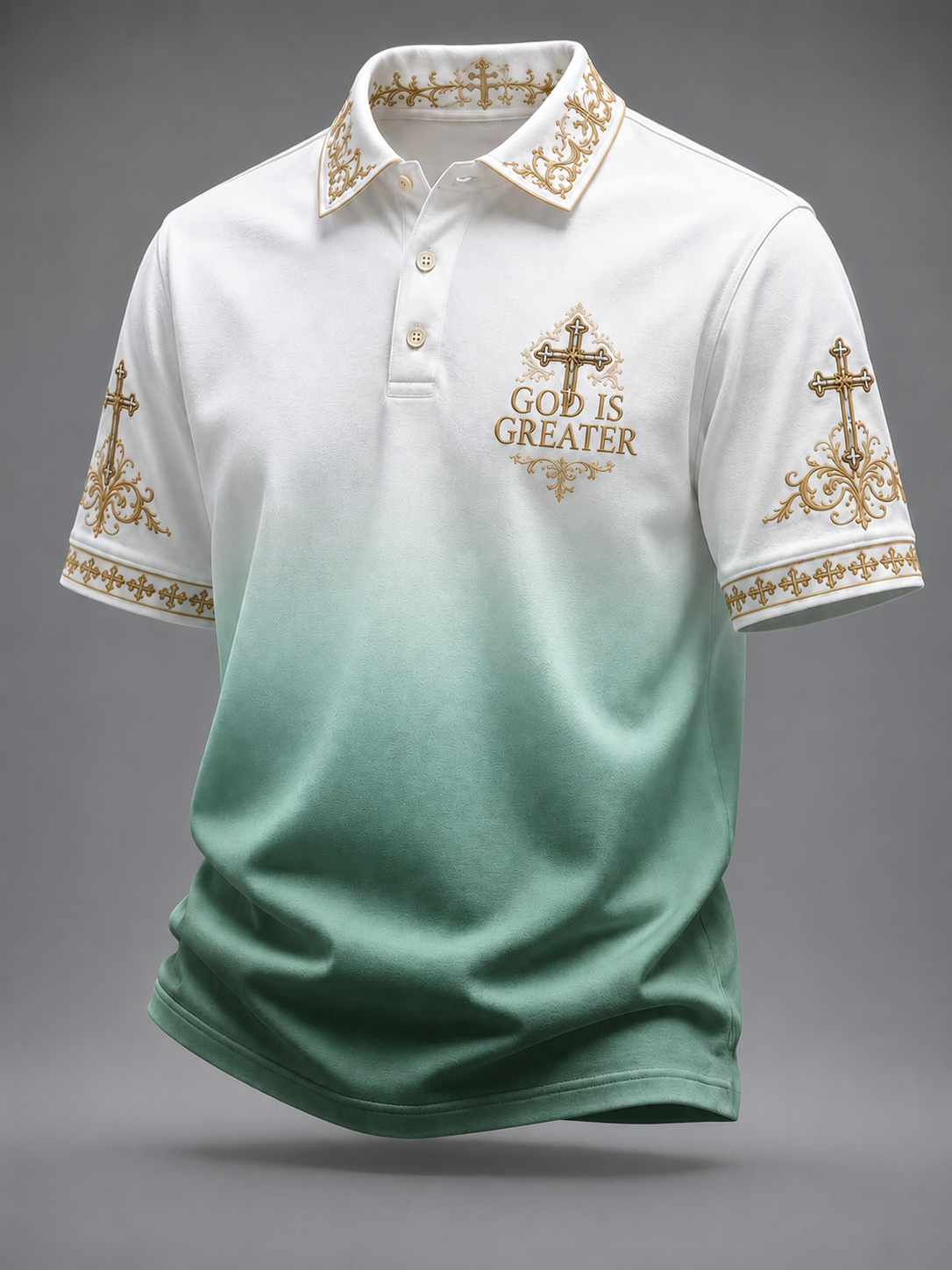 Men's 'God Is Greater' Print Casual Shirt