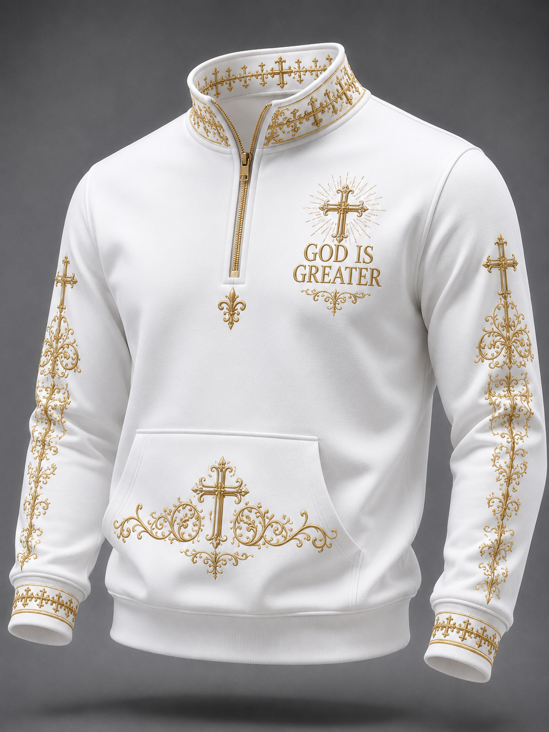 Faith Art Print Long Sleeve Zipper Sweatshirt