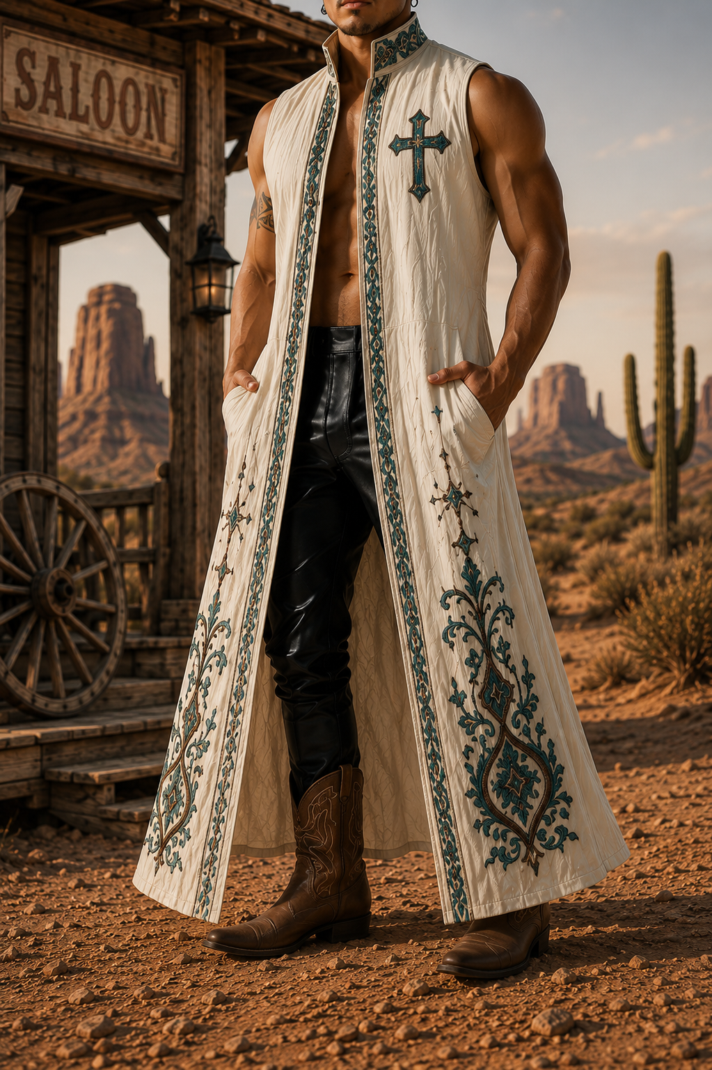 Western Style Casual Sleeveless Stand Collar Shirt