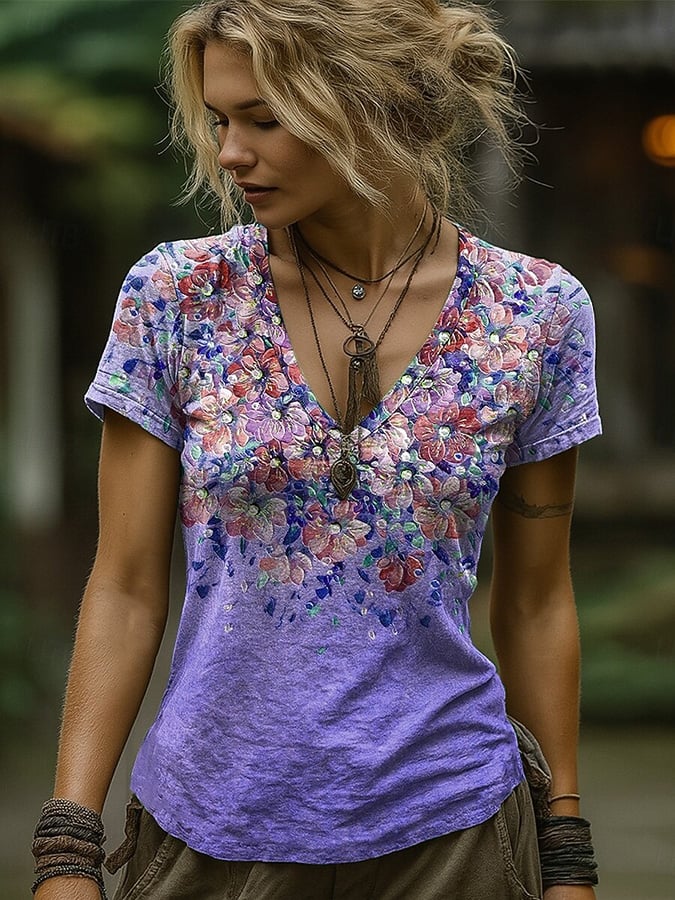 Women's Spring/Summer Floral Print Top