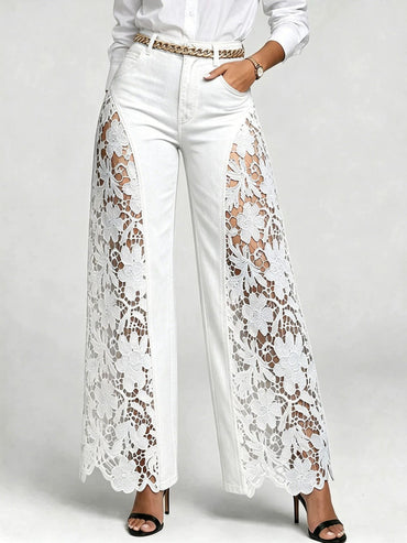Women's Fashion Casual Lace Jeans