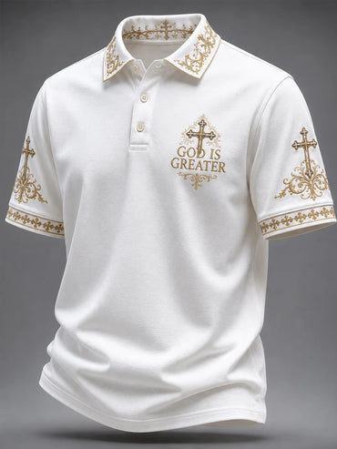 Men's 'God Is Greater' Print Casual Shirt