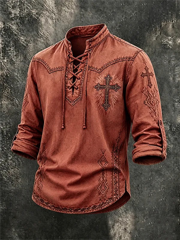 Western Ethnic Faith Printed Short-Sleeved Shirt
