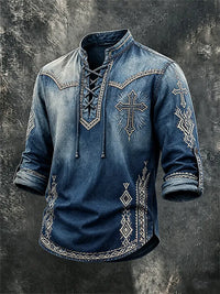 Western Ethnic Faith Printed Short-Sleeved Shirt