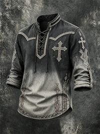 Western Ethnic Faith Printed Short-Sleeved Shirt