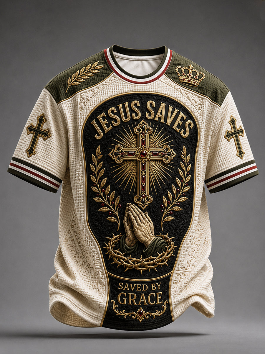 Men's Christian Cross O-neck Short Sleeve T-shirt