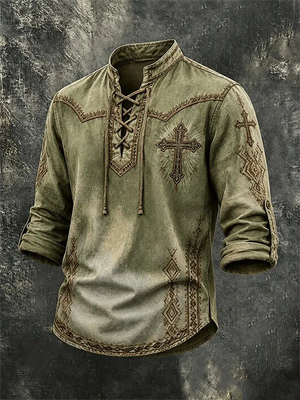 Western Ethnic Faith Printed Short-Sleeved Shirt
