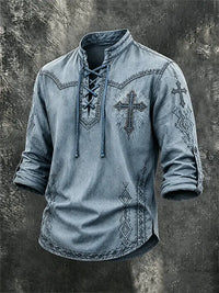 Western Ethnic Faith Printed Short-Sleeved Shirt