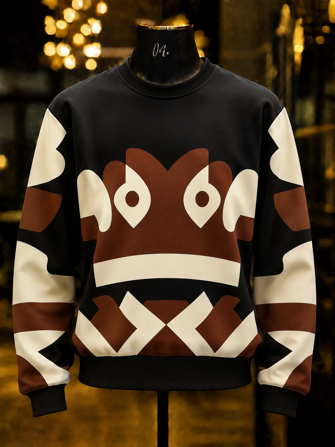 Fashionable Art Print Long-Sleeve Sweatshirt