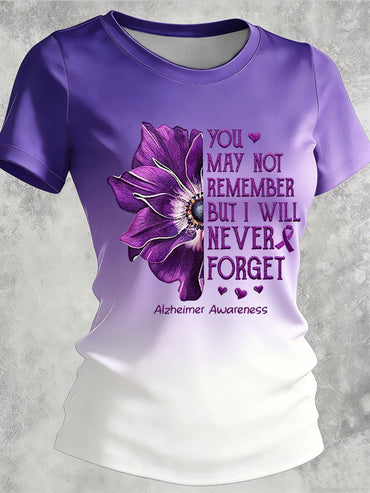 Women's Alzheimer's Awareness Print Casual Crewneck Top