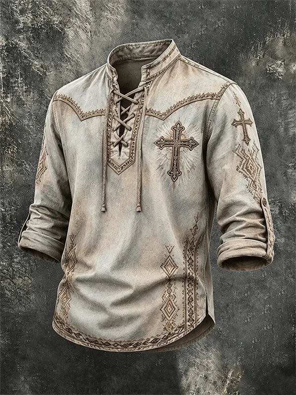 Western Ethnic Faith Printed Short-Sleeved Shirt