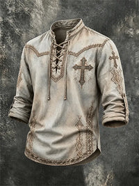 Western Ethnic Faith Printed Short-Sleeved Shirt