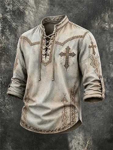 Western Ethnic Faith Printed Short-Sleeved Shirt