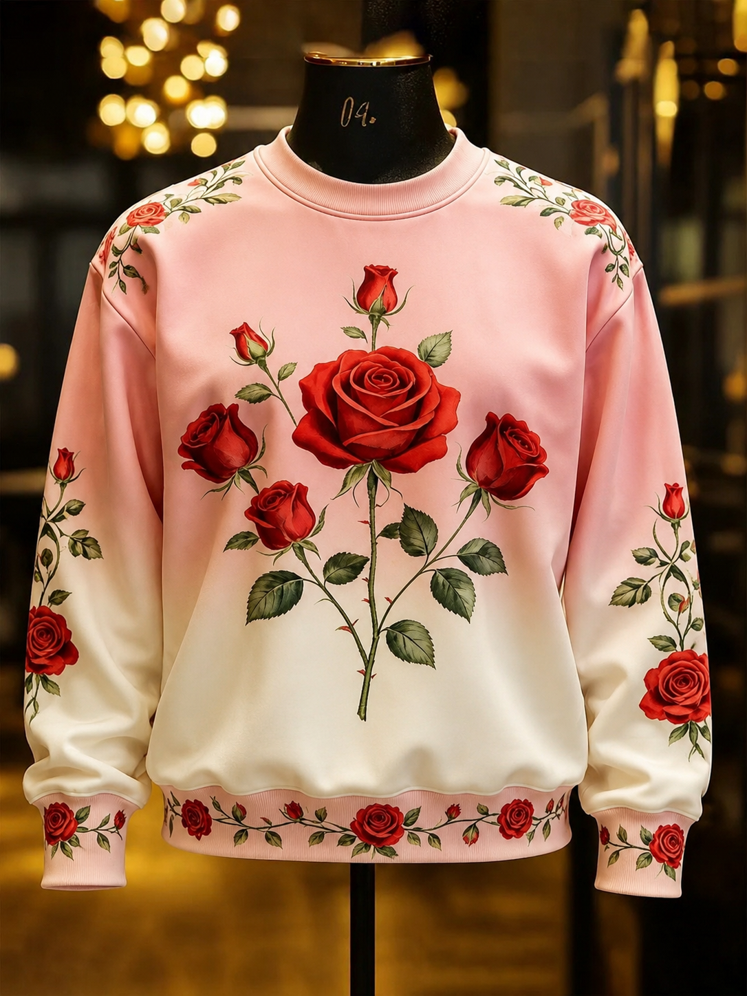 Fashionable Art Print Long-Sleeve Sweatshirt