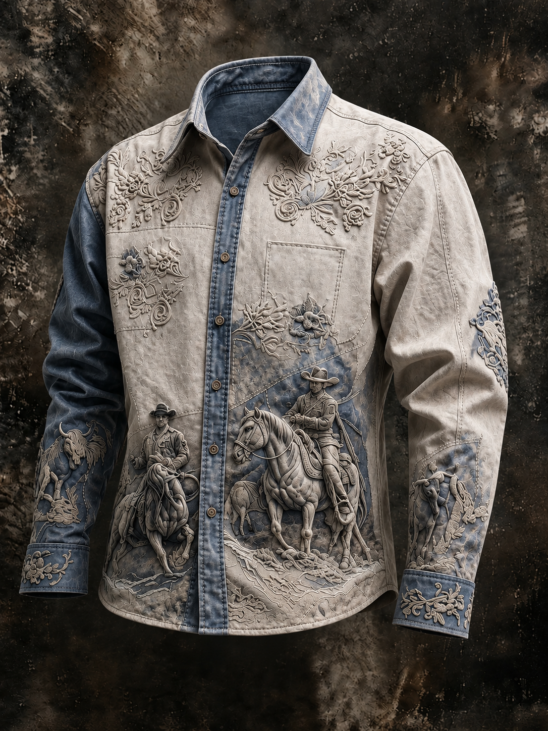 Western Ethnic Faith Printed Long-Sleeved Shirt