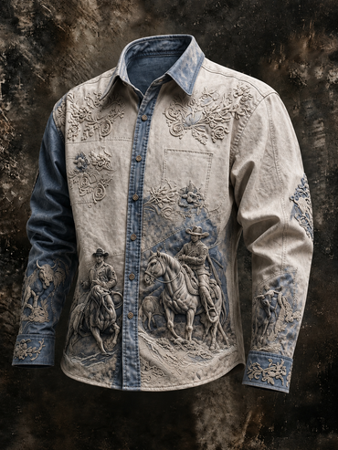 Western Ethnic Faith Printed Long-Sleeved Shirt
