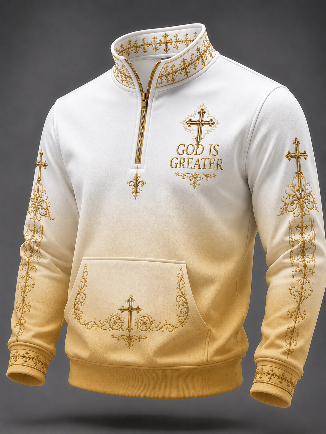 Faith Art Print Long Sleeve Zipper Sweatshirt
