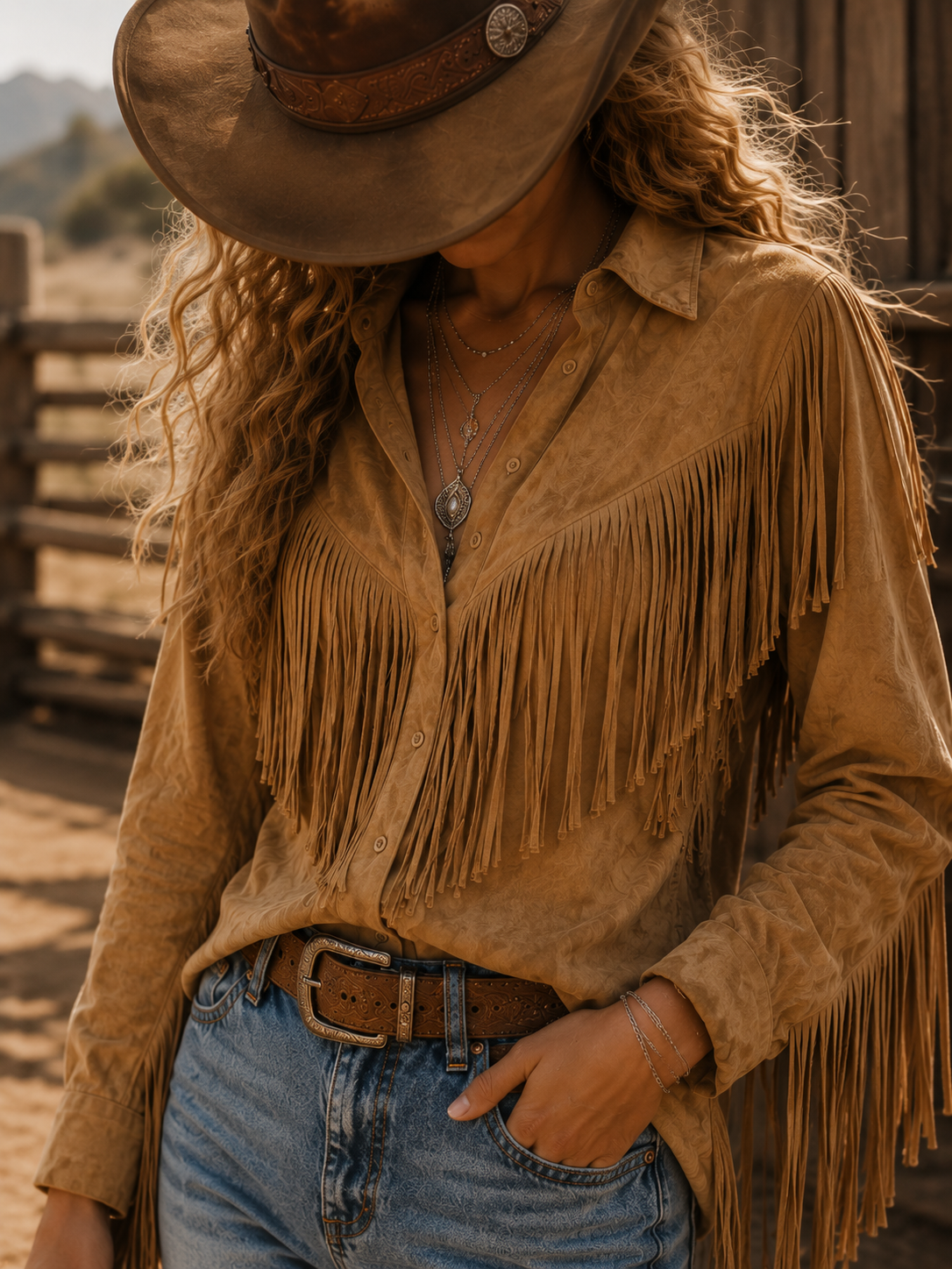 Western Style Vintage Tassel Casual Long Sleeve Shirt