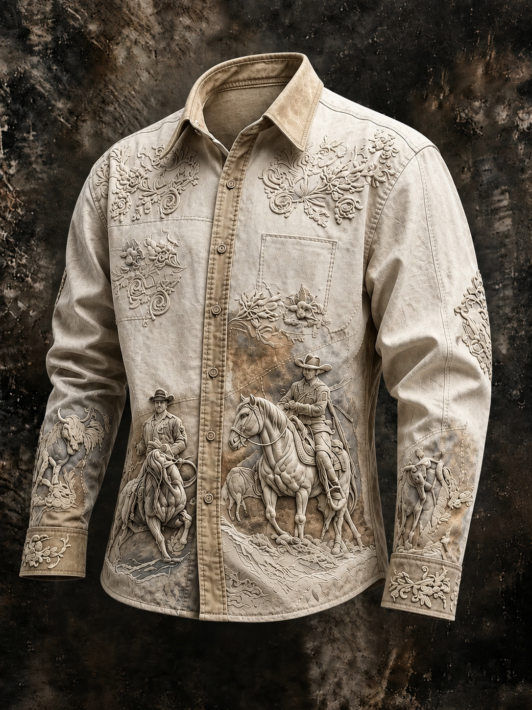 Western Ethnic Faith Printed Long-Sleeved Shirt