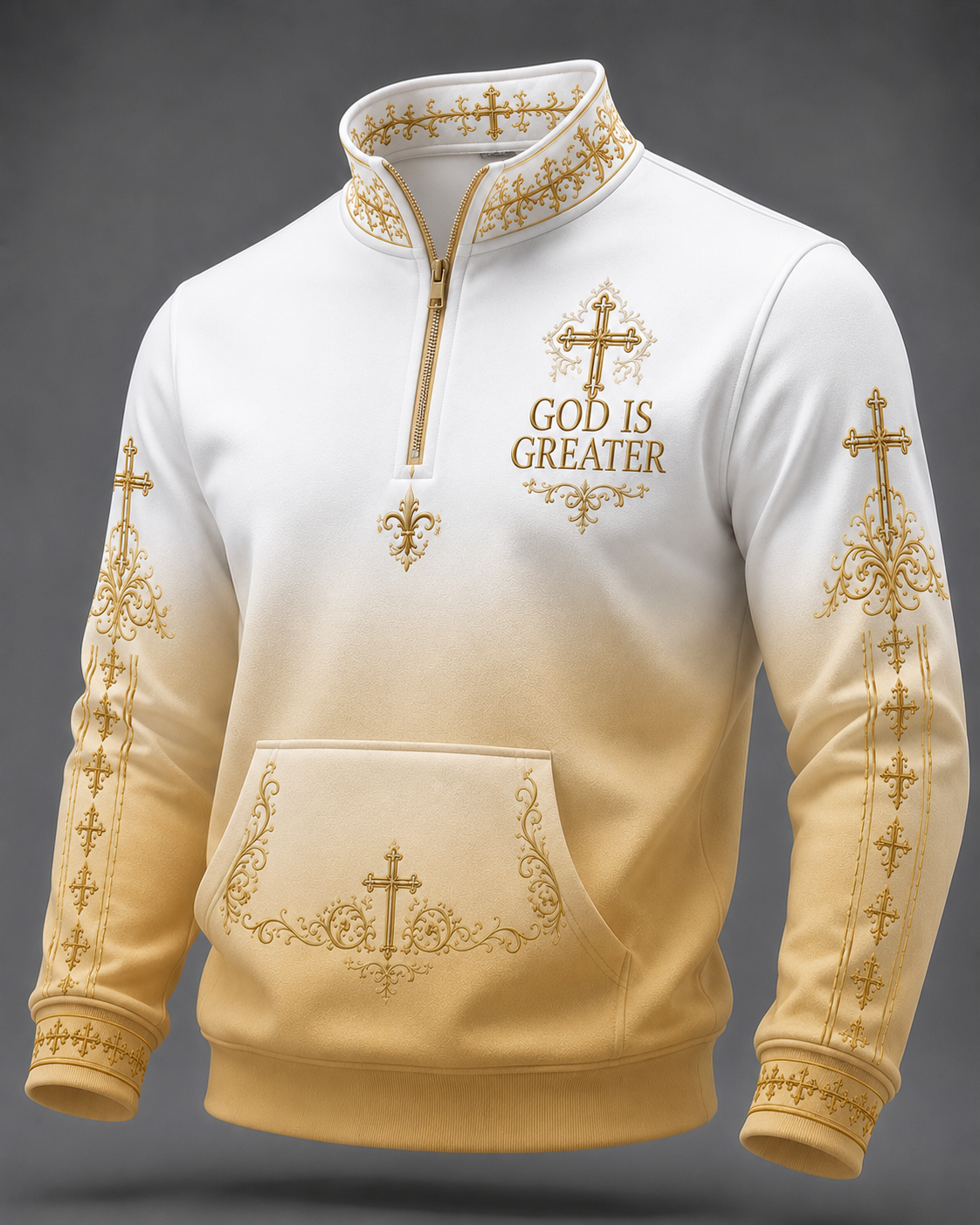 Faith Art Print Long Sleeve Zipper Sweatshirt