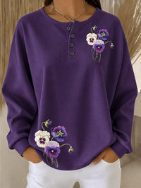 Women's Casual Crew-Neck Ombré Print Pullover Sweatshirt