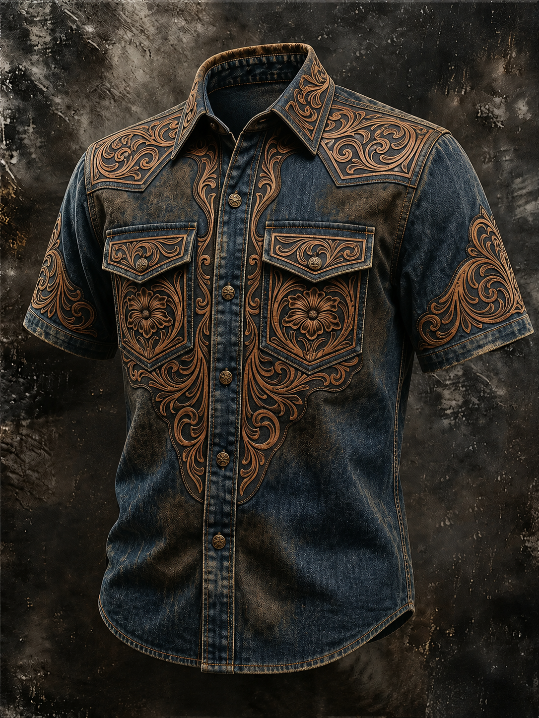 Western Ethnic Faith Printed Short-Sleeved Shirt