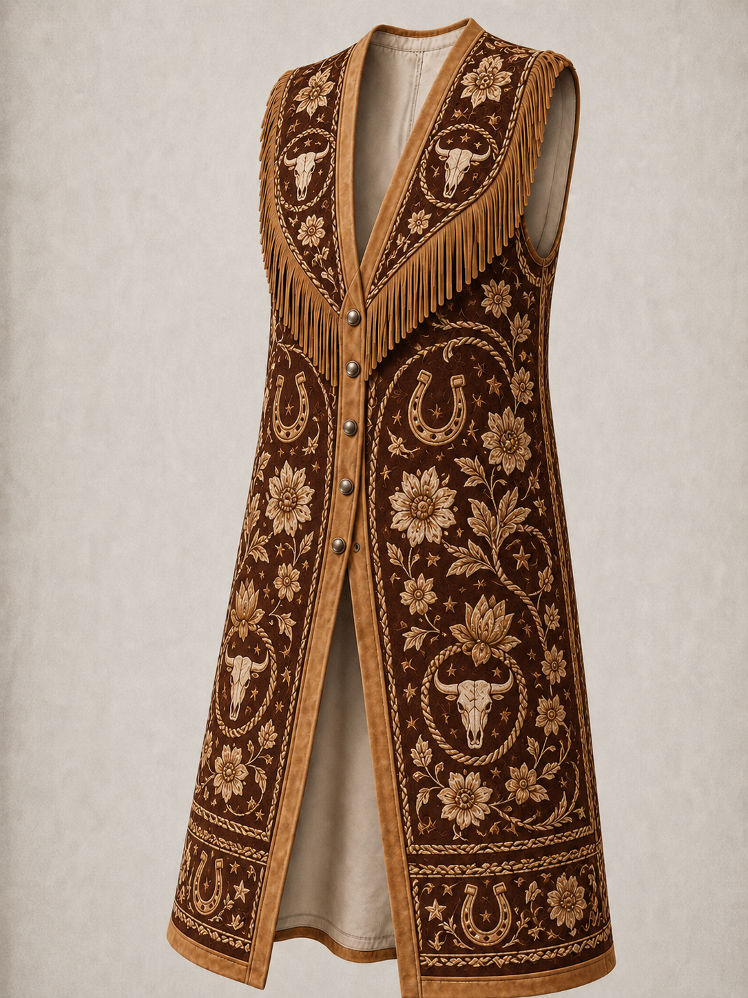Casual Sleeveless American Style Fringe Button Shirt