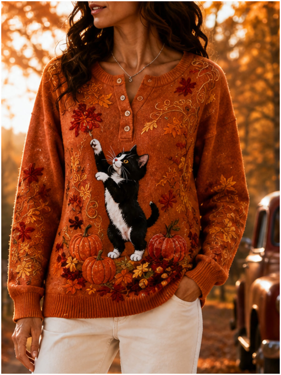 Women's Autumn Animal Print Knit Sweater