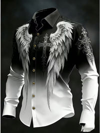 Gothic Skull Halloween Art Print Vintage Casual Long Sleeve Shirt