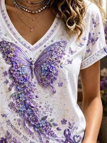 Women's Casual Alzheimer's Awareness Print Top