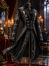 Men's Gothic Punk Art Print Swallow-Tailed Coat