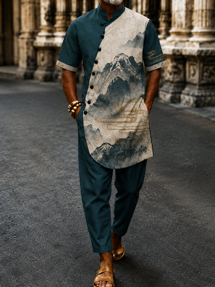 Men's Casual Vacation Cotton Shirt Set