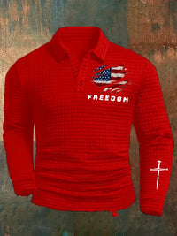 Men's Freedom American Flag Printed Jacquard Fabric Zipper Fur Collar Long Sleeve Sweatshirt