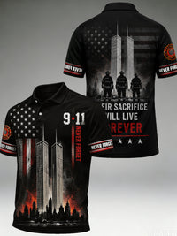 Men's 9.11 Never Forget Print Casual Polo